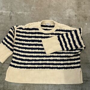 Madewell cream & navy striped bobble knit sweater.